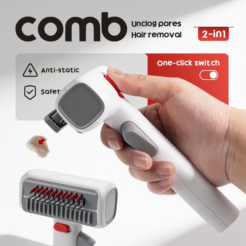 White and Grey 2-in-1 Pet Dematting & Deshedding Grooming Comb
