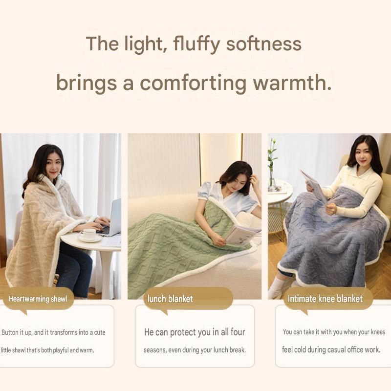 Blue 90×140cm Textured bar knit pattern Sherpa Fleece and Taffeta Throw view 4