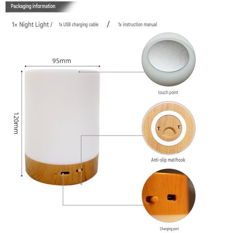 White LED Rechargeable Night Light with 16 Colors – 1200mAh Touch Bedside Lamp view 6