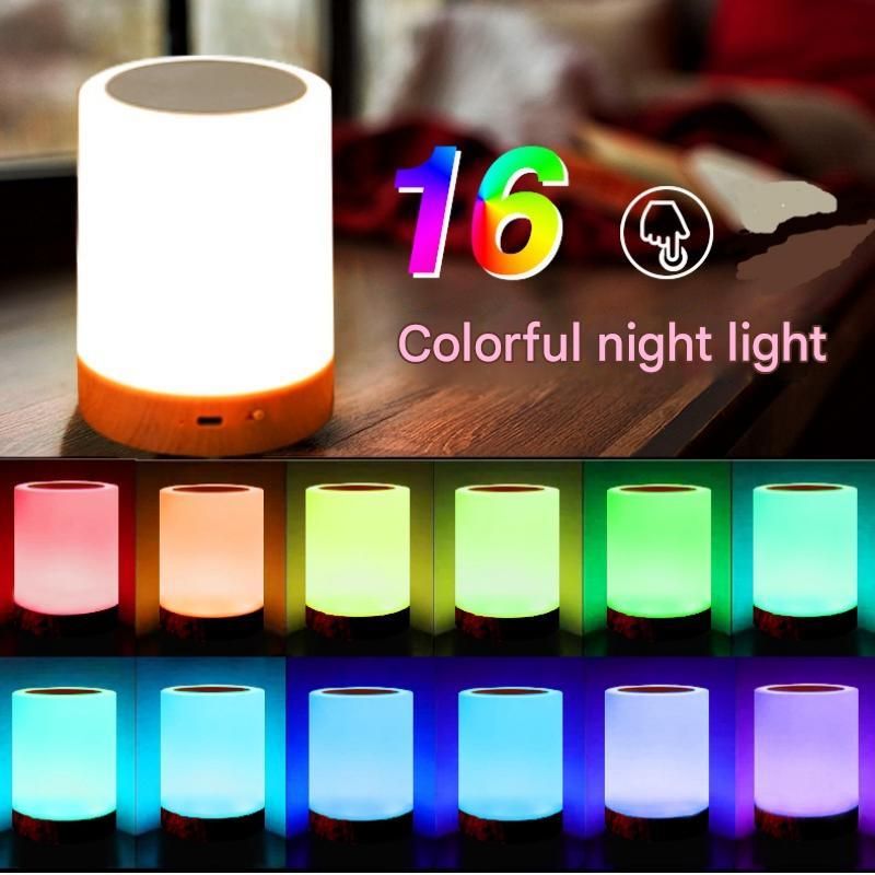 White LED Rechargeable Night Light with 16 Colors – 1200mAh Touch Bedside Lamp view 7