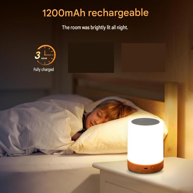 White LED Rechargeable Night Light with 16 Colors – 1200mAh Touch Bedside Lamp view 8
