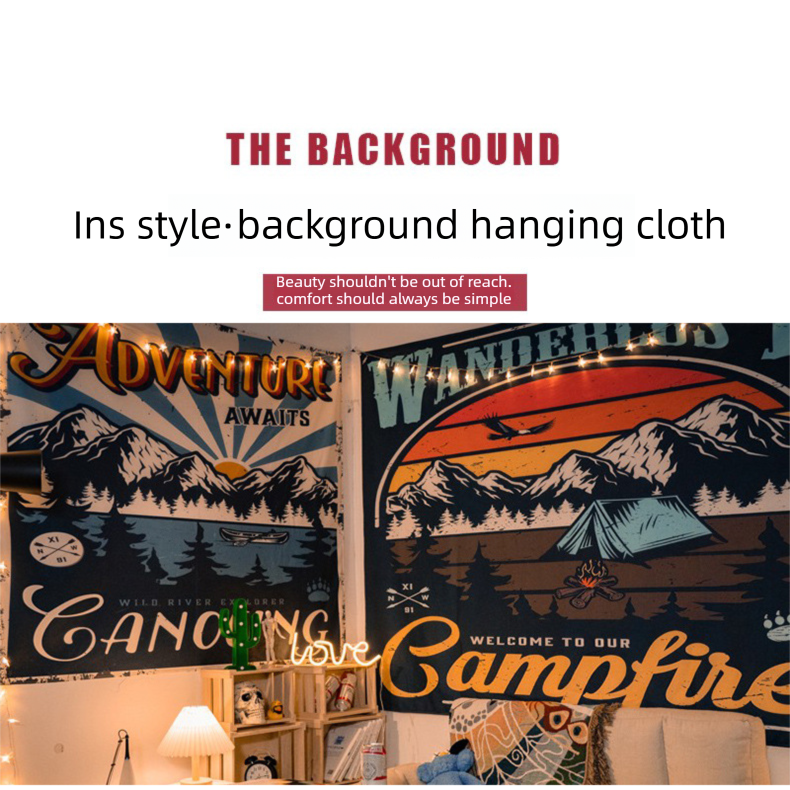 130*150cm Vintage American Wall Tapestry Printed with LONG BEACH –Trendy wall view 2