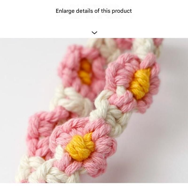 Purple Boho Daisy Handmade Braided Wrist Strap Keychain – Floral Crochet view 3