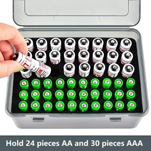 White AA/AAA Battery Storage Case 24 AA + 30 AAA Capacity Durable PP Organizer view 5