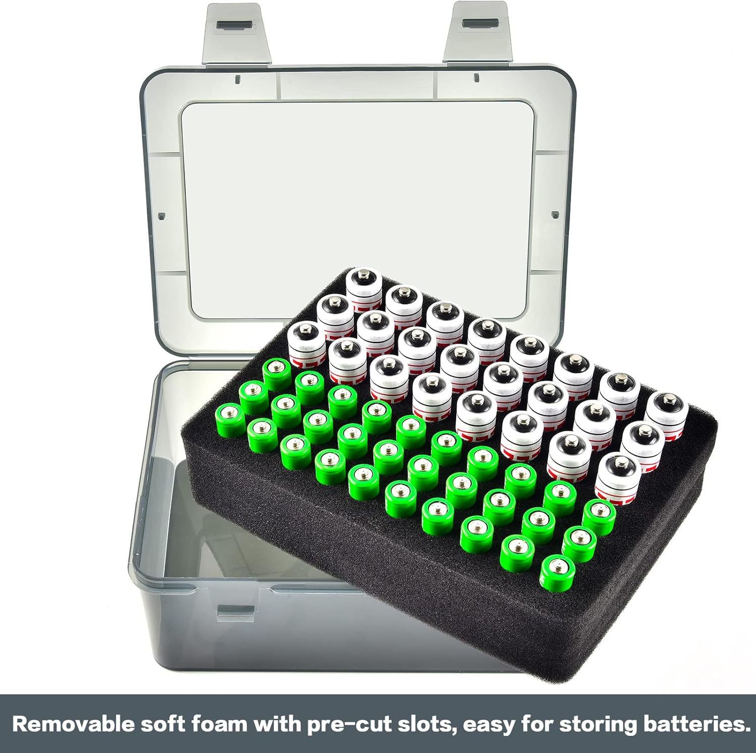 White AA/AAA Battery Storage Case 24 AA + 30 AAA Capacity Durable PP Organizer view 6
