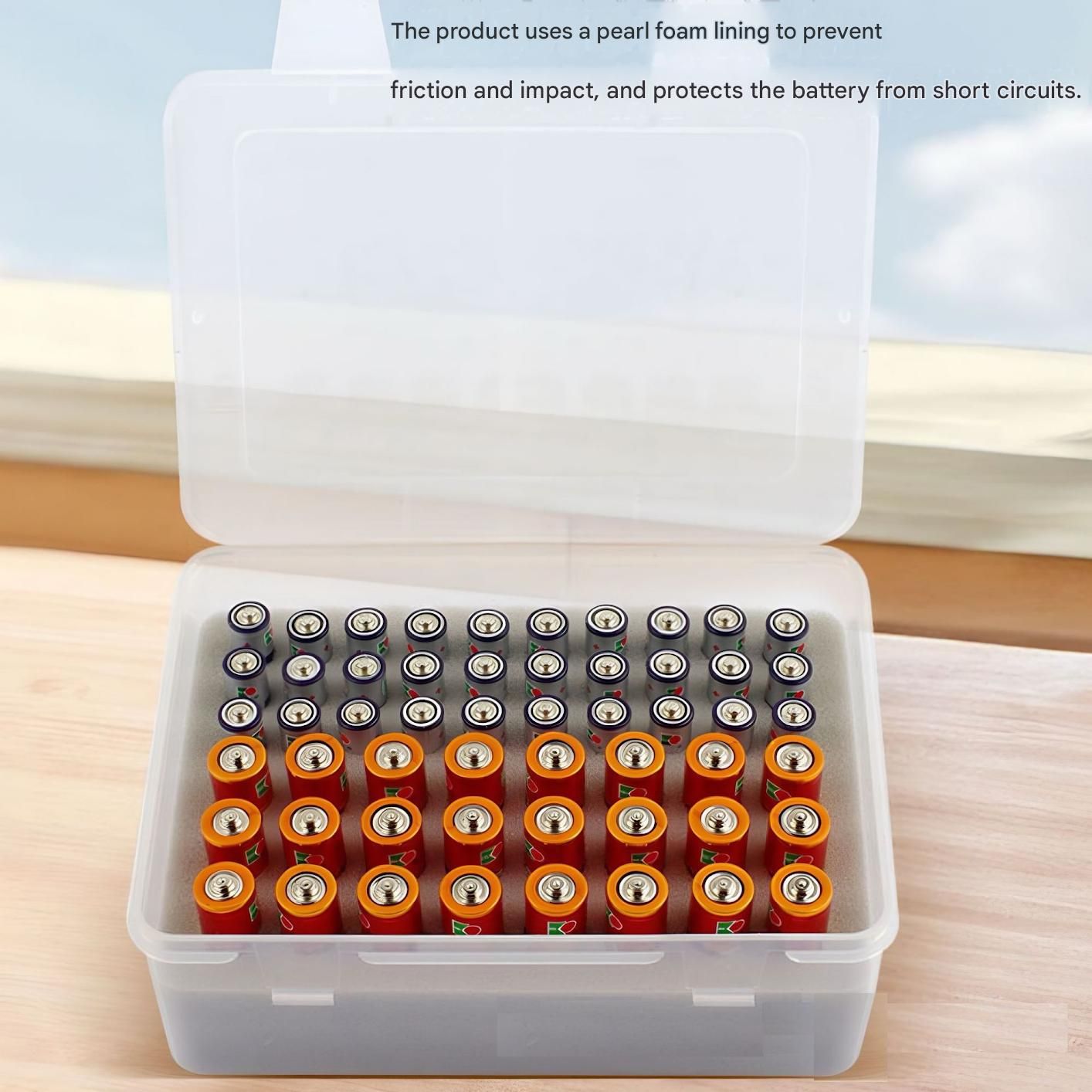 Grey AA/AAA Battery Storage Case 24 AA + 30 AAA Capacity Durable PP Organizer view 3