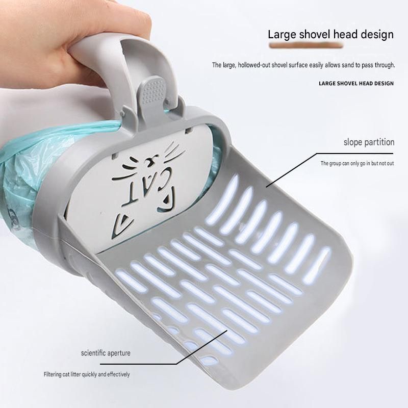 All-in-one Cat Litter Scoop Includes 2 rolls of trash bags- Detachable view 2