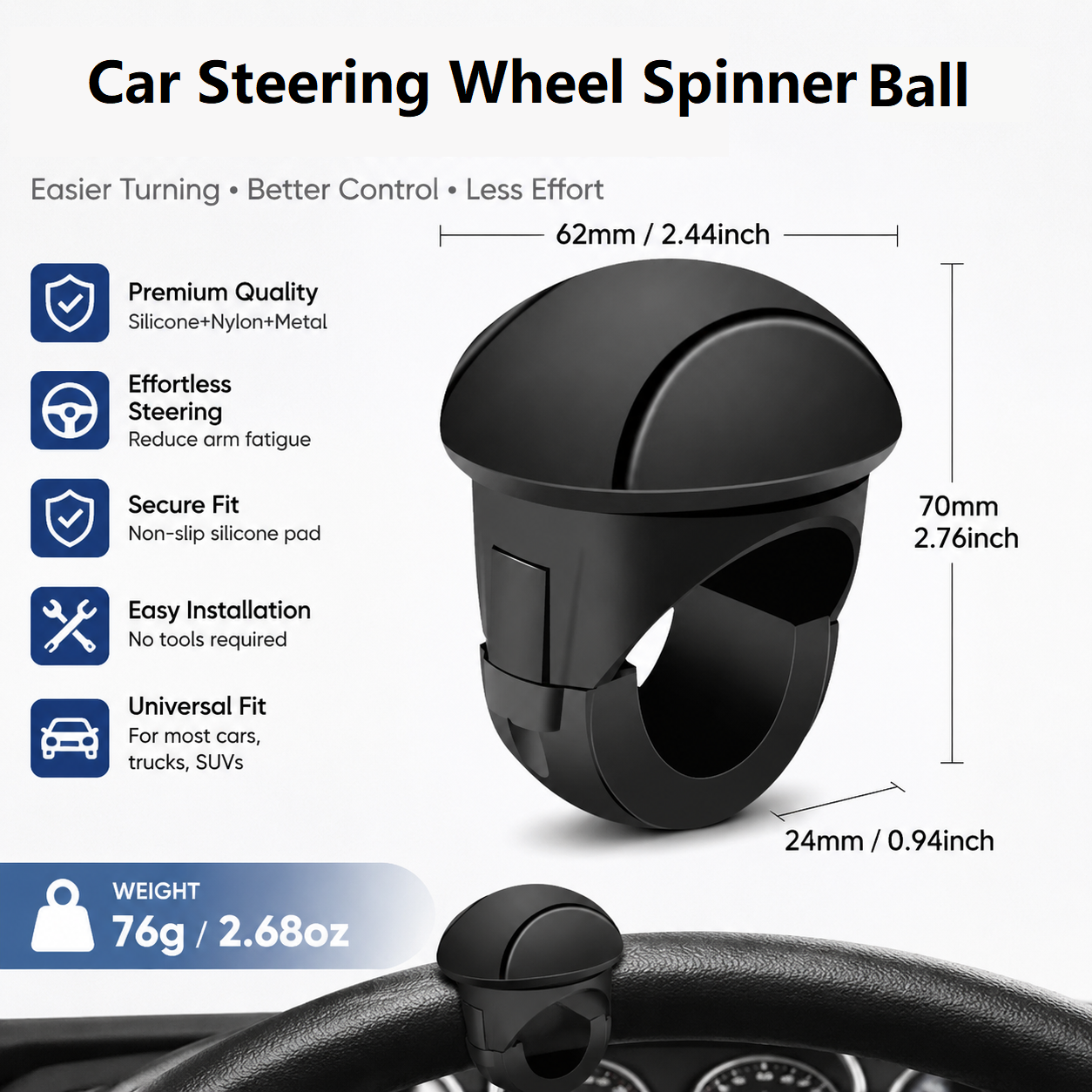 Car Steering Wheel Spinner Ball — Crafted from silicone — image 1