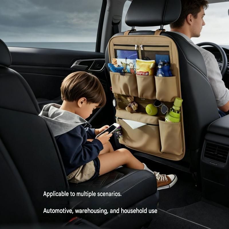 2 pcs Brown Car Seat Back Organizer - 210D Oxford Cloth view 3