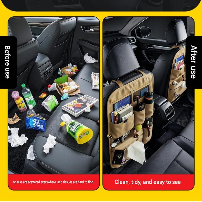 2 pcs Brown Car Seat Back Organizer - 210D Oxford Cloth view 6