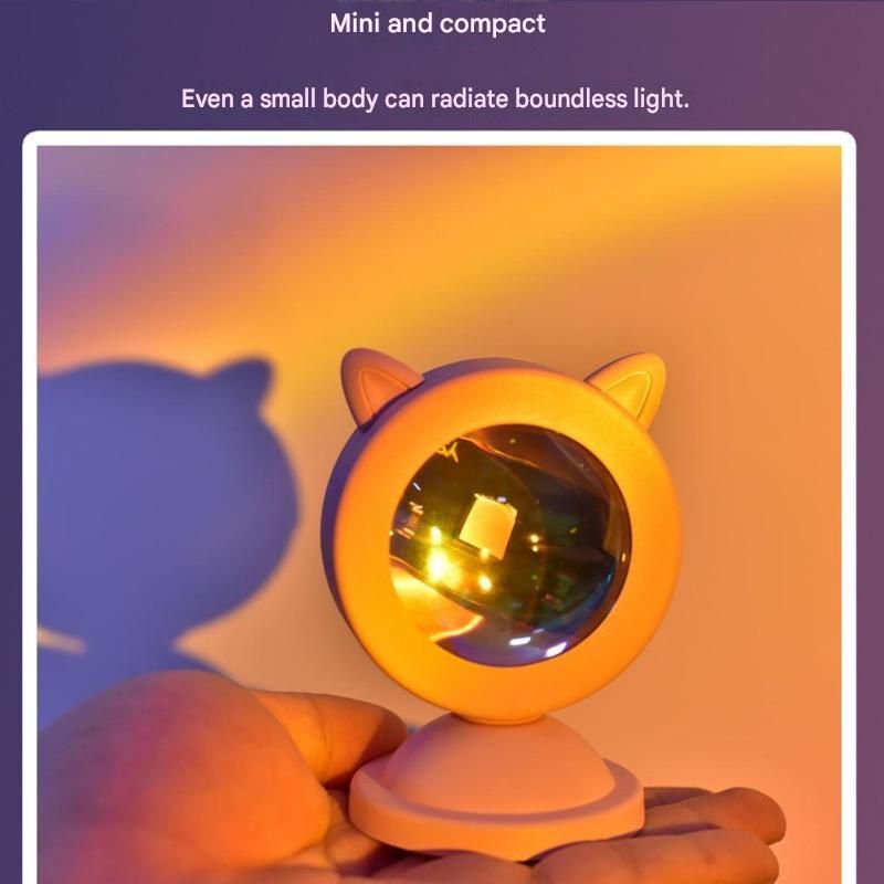 Cat-ear style Sunset Projection Lamp - USB Powered ABS Mini Night Light with view 5