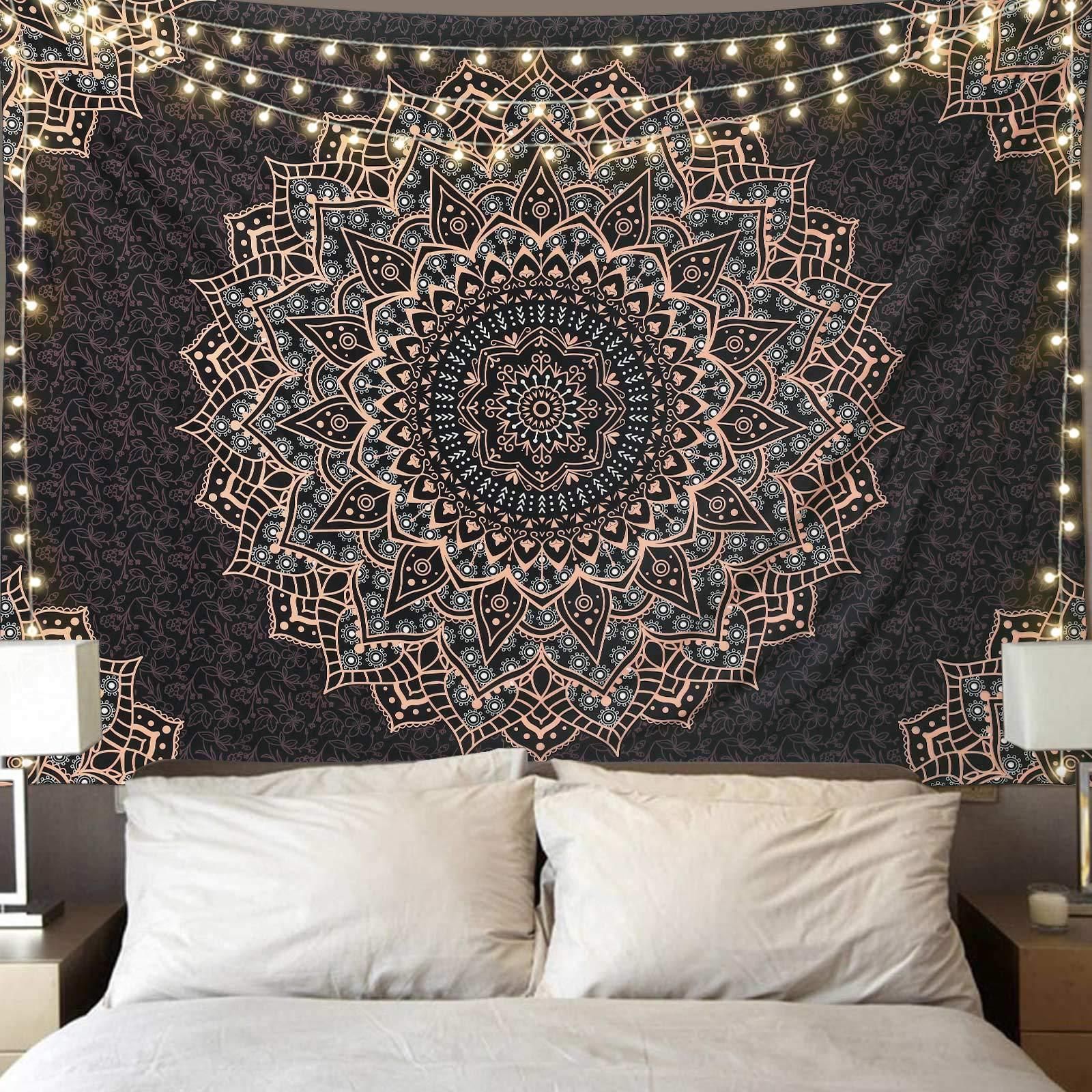 Pink Cat Ear Sunset Projection Lamp and 150x200cm Black Mandala Tapestry Combo view 12
