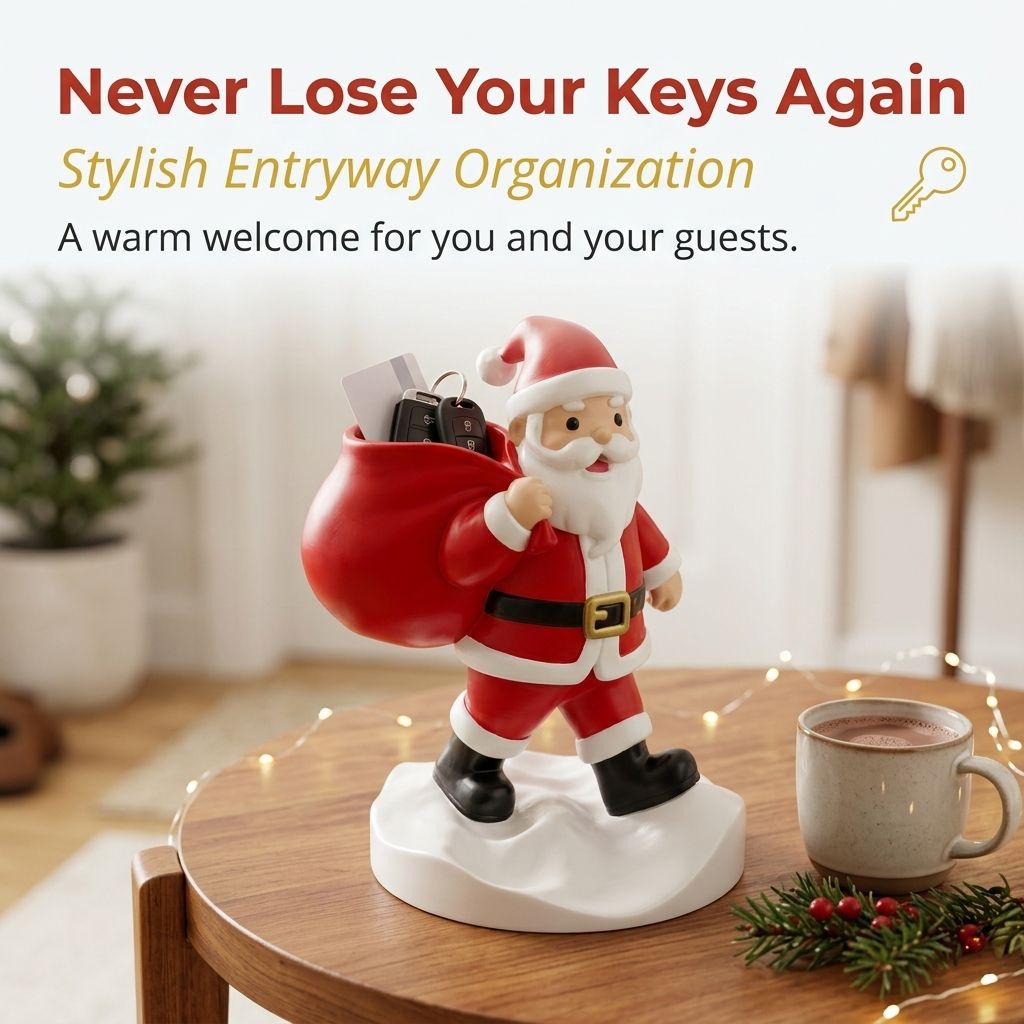 Santa Claus Resin Storage Ornament - 15cm Festive Desktop Organiser with Sack view 2