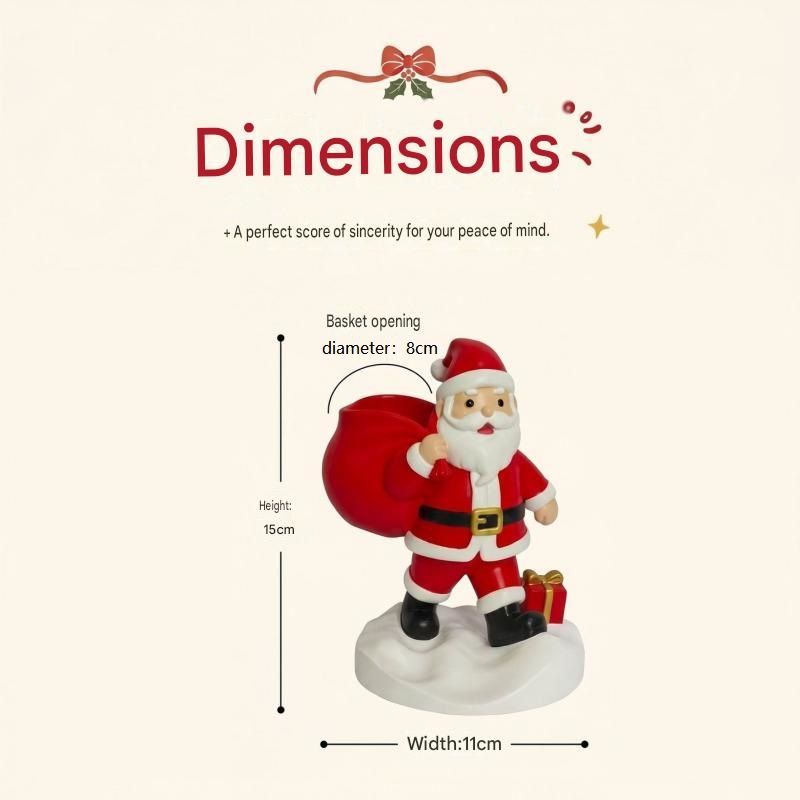 Santa Claus Resin Storage Ornament - 15cm Festive Desktop Organiser with Sack view 7