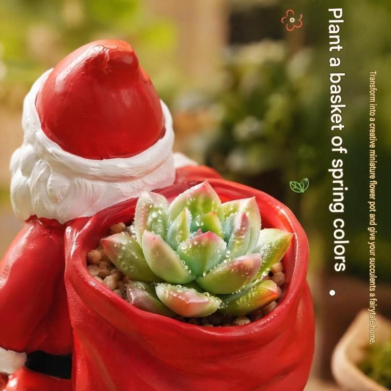 Santa Claus Resin Storage Ornament - 15cm Festive Desktop Organiser with Sack view 8
