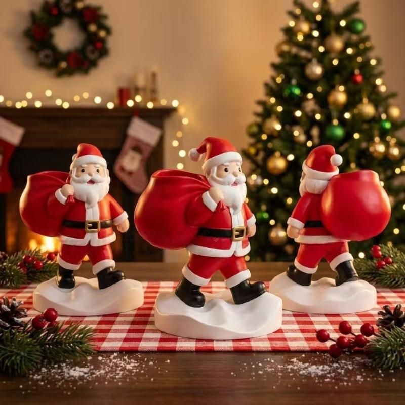 Santa Claus Resin Storage Ornament - 15cm Festive Desktop Organiser with Sack view 9