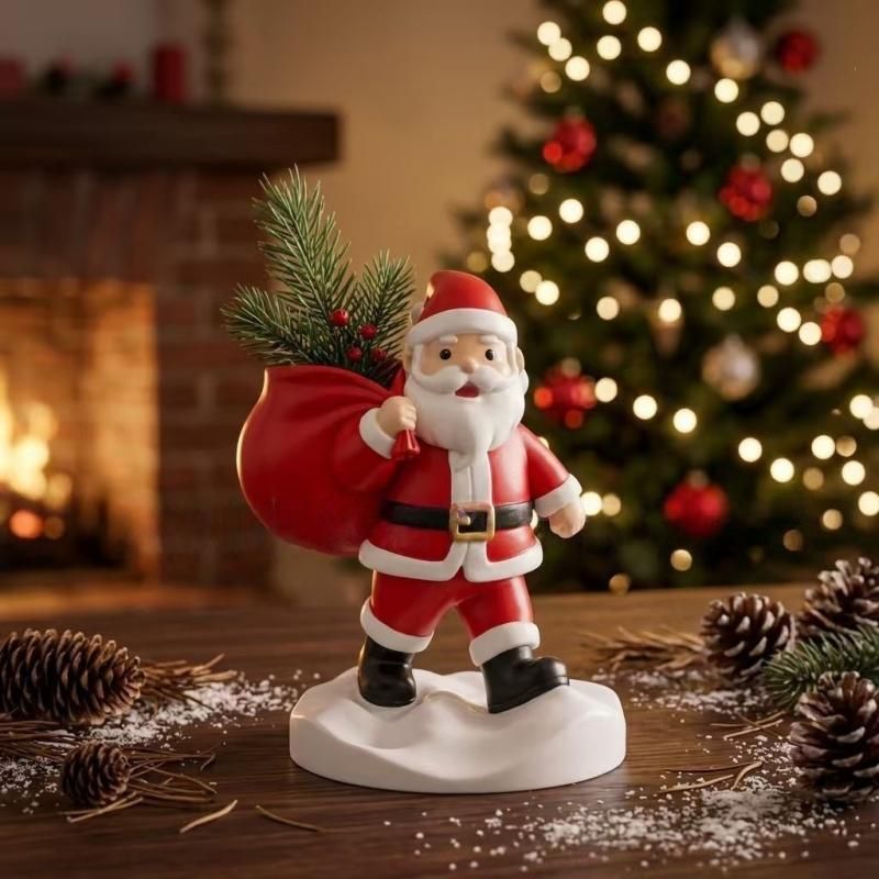 Santa Claus Resin Storage Ornament - 15cm Festive Desktop Organiser with Sack view 10