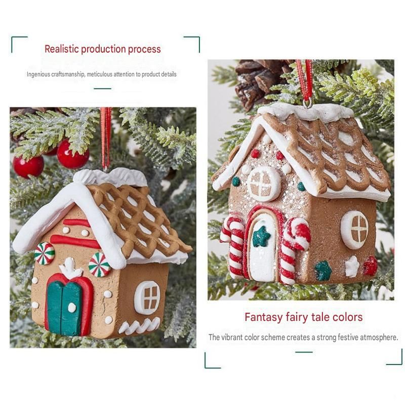 Double-crutch model Gingerbread House Christmas Tree Ornament - Made of view 2