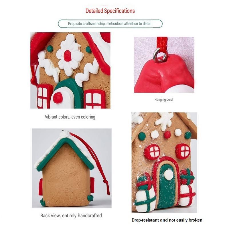 Dual-Candy Style Gingerbread House Christmas Tree Ornament - Made of polymer view 5