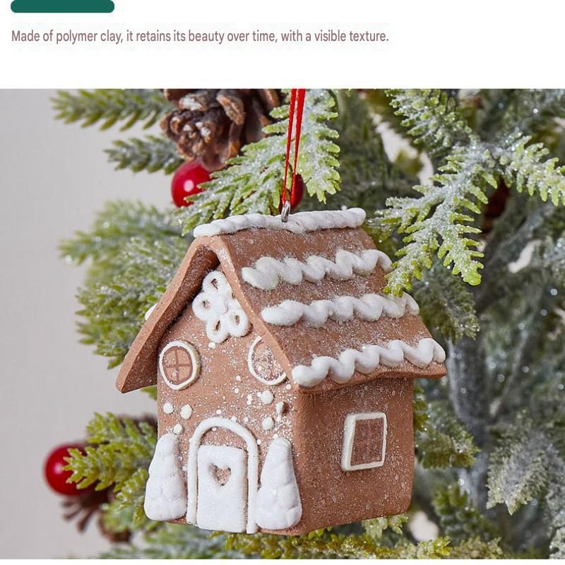 Red Heart Design Gingerbread House Christmas Tree Ornament - Made of polymer view 4