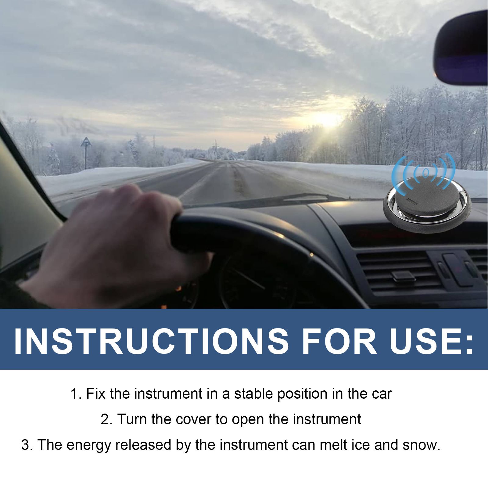 Electromagnetic Car Ice Remover - Solar Powered Molecular Interference De-icer view 3