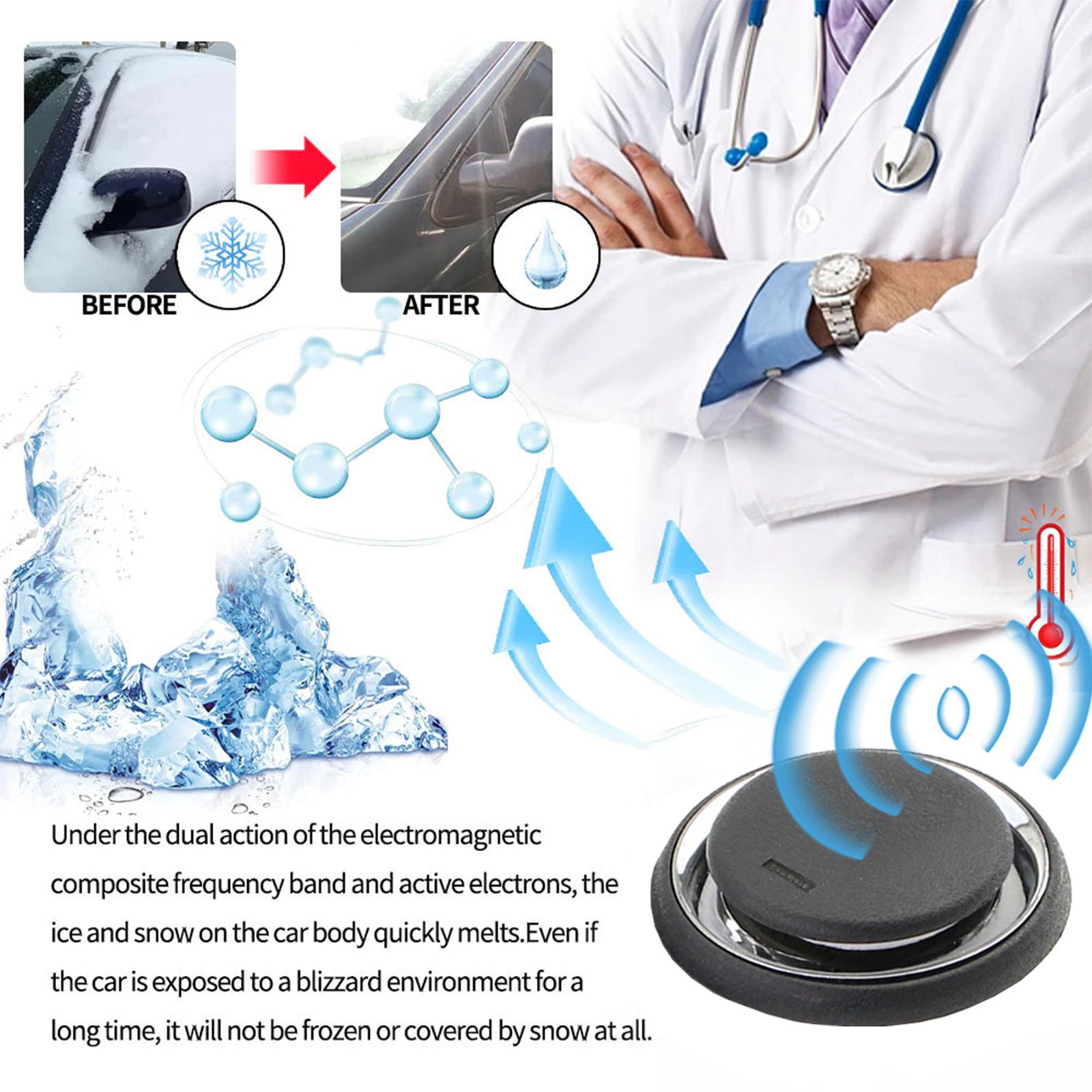 Electromagnetic Car Ice Remover - Solar Powered Molecular Interference De-icer view 7