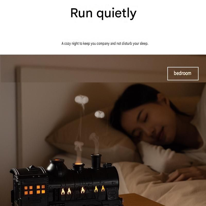 White Retro Train Aromatherapy Humidifier - 300ml Ultrasonic Cool Mist view 9