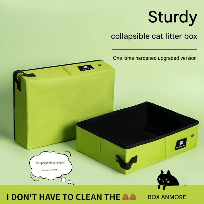 Travel Friendly Pet Toilet Kit - Green Portable Cat Litter Box and Pink Scoop view 2