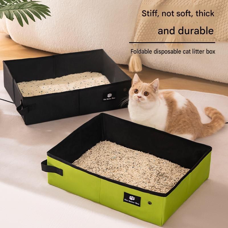 Travel Friendly Pet Toilet Kit - Green Portable Cat Litter Box and White Scoop view 3