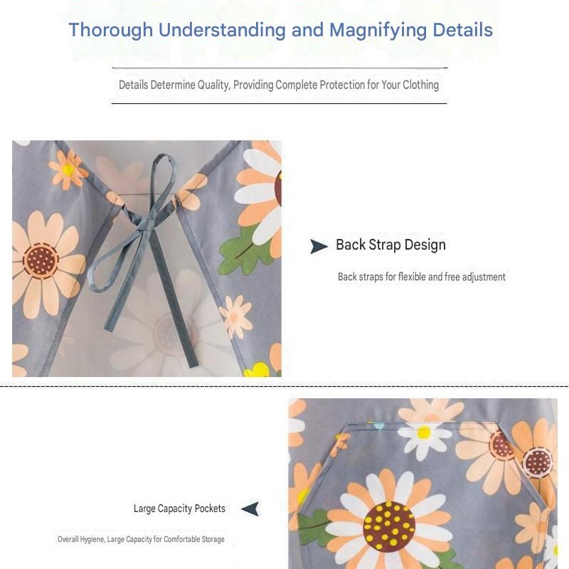 Chrysanthemum pattern Waterproof Kitchen Apron - Oil Resistant Fabric with view 5