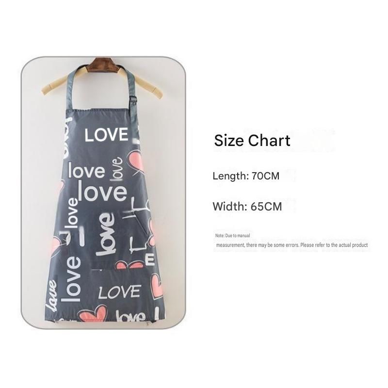 Green grass and small white flower pattern Waterproof Kitchen Apron - Oil view 3