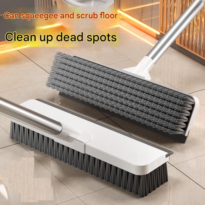 White Long Handle Floor Scrubber Brush - Stainless Steel and PP with Silicone view 4