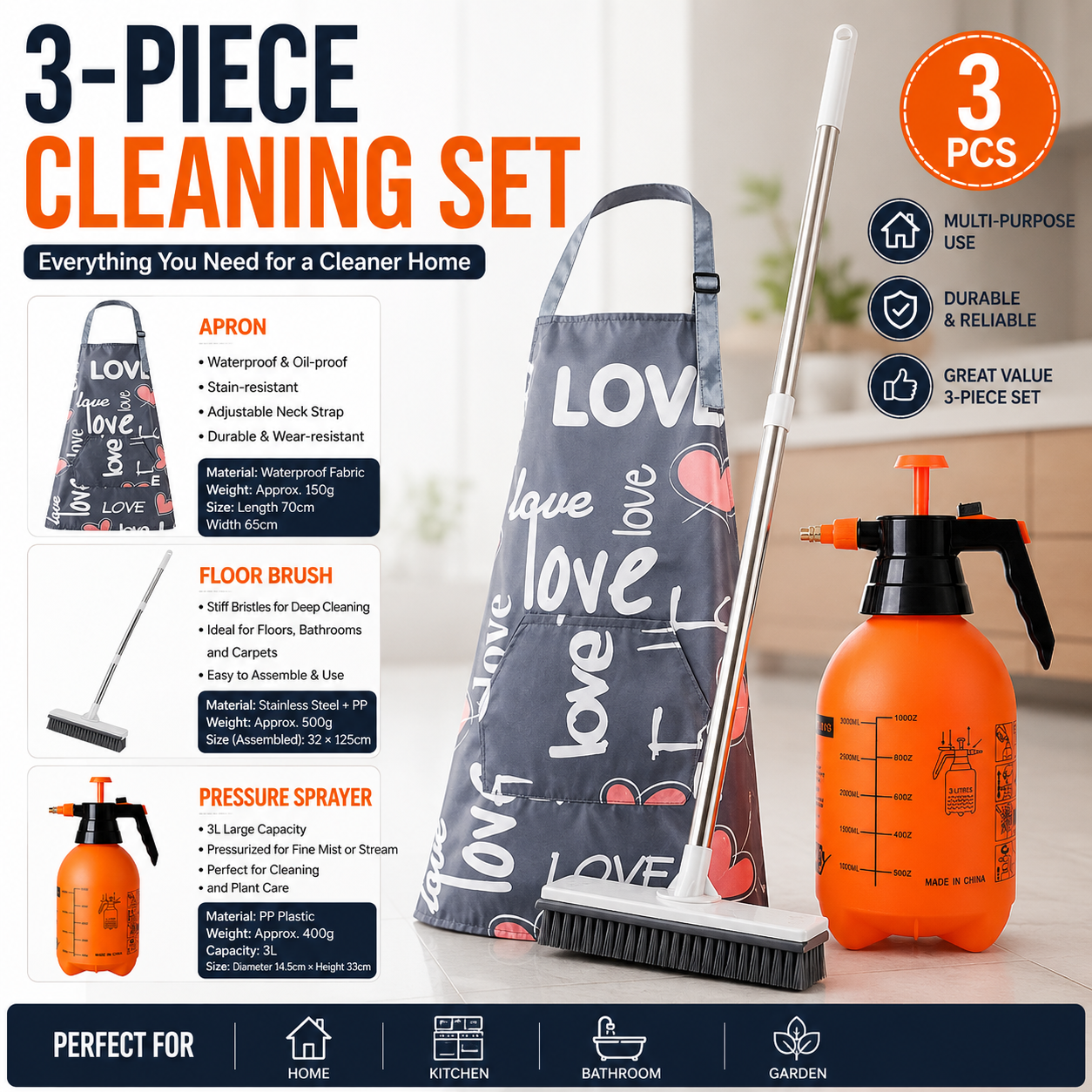 Home Closed Room Dust Cleaning Essentials Bundle - "LOVE" letter pattern
