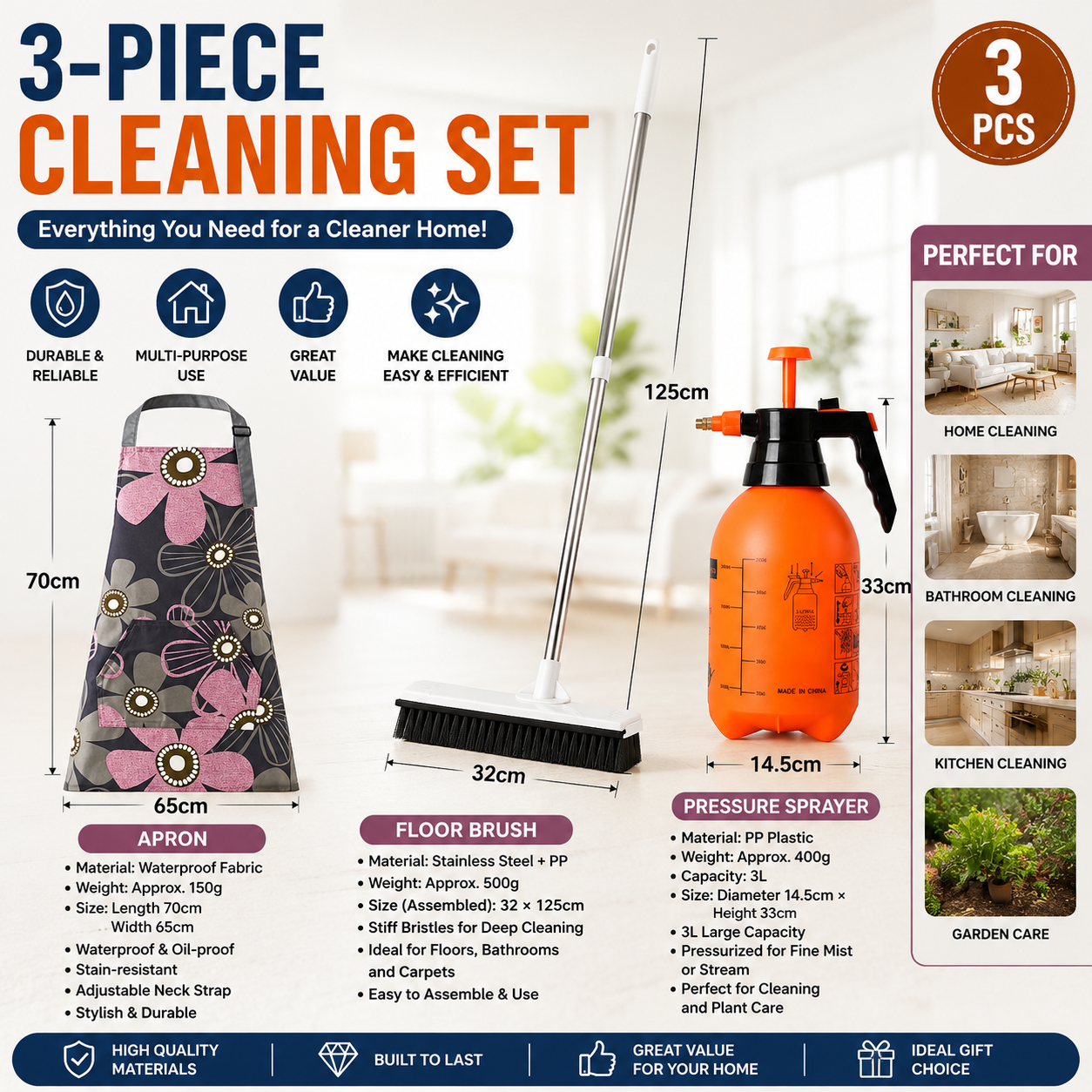 Home Closed Room Dust Cleaning Essentials Bundle - Pink floral pattern