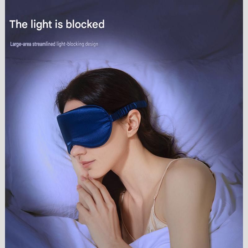 Black Imitation Silk Sleep Eye Mask - Soft Breathable Light Blocking Design view 6