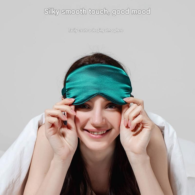 Black Imitation Silk Sleep Eye Mask - Soft Breathable Light Blocking Design view 8