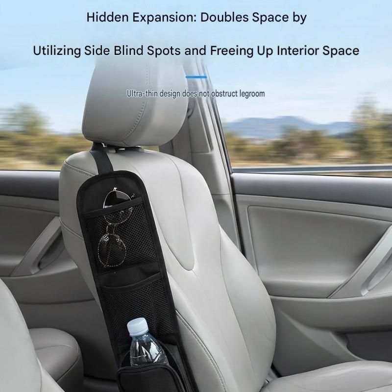 Black Universal Car Seat Side Storage Organizer - Oxford Cloth Mesh Hanging view 7