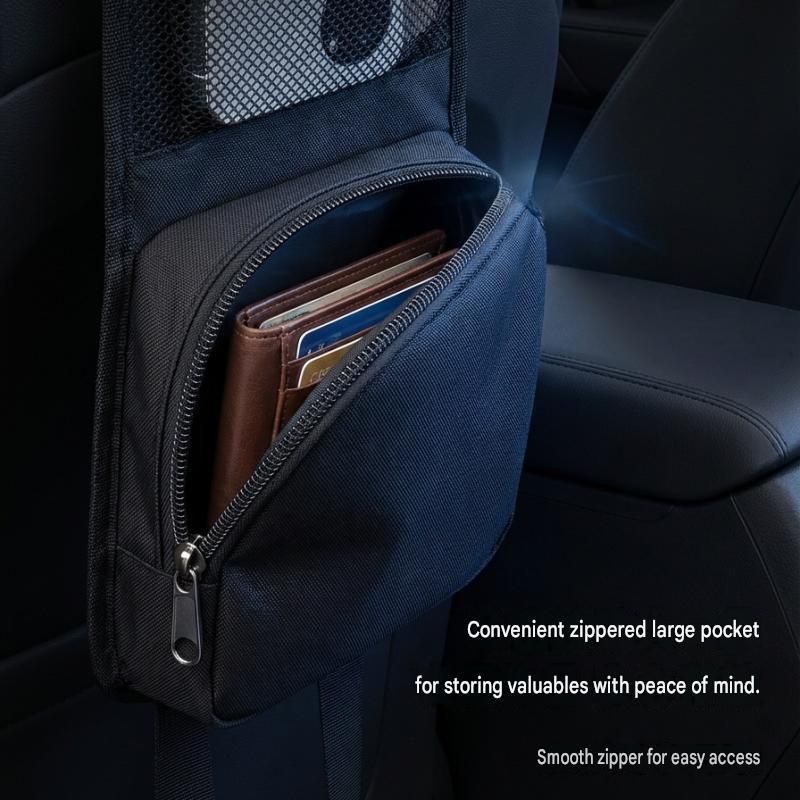 Black Universal Car Seat Side Storage Organizer - Oxford Cloth Mesh Hanging view 9