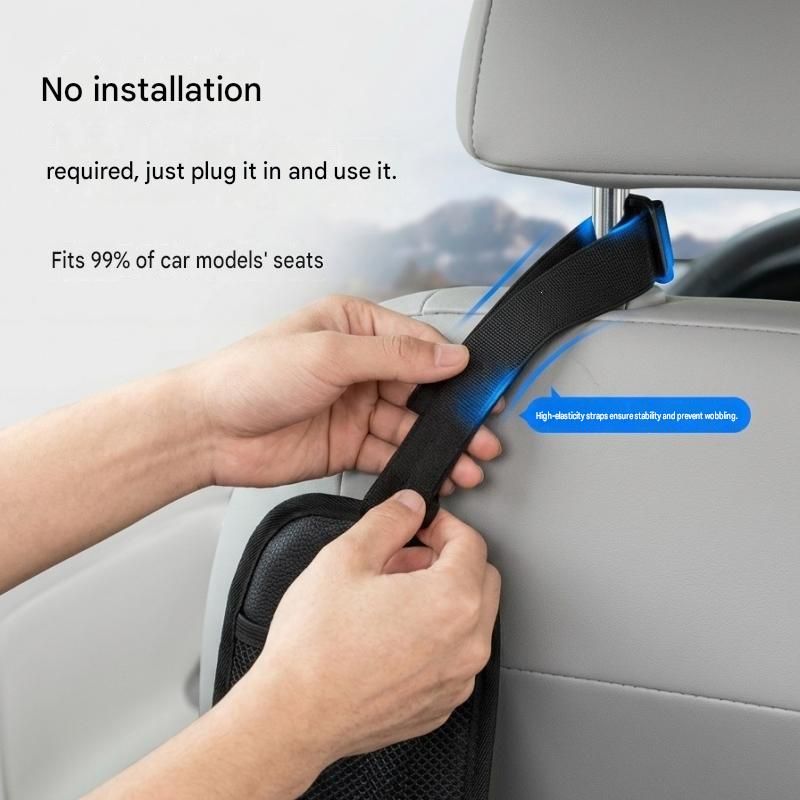 Black Universal Car Seat Side Storage Organizer - Oxford Cloth Mesh Hanging view 11