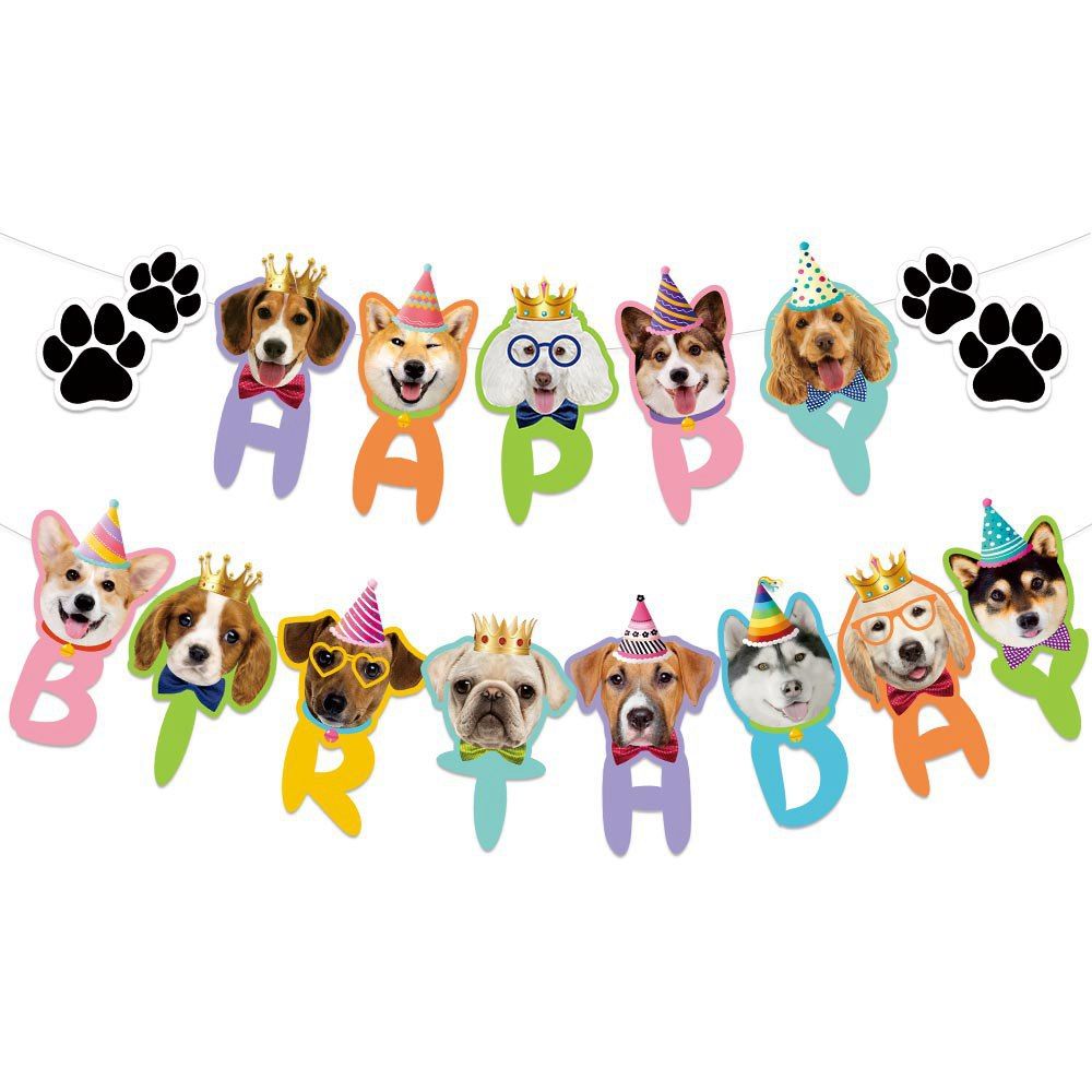 Pink Dog Birthday Party Decoration Set - Puppy Themed Banner view 2