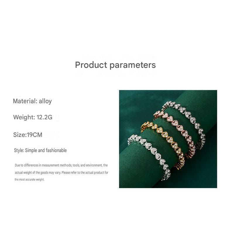 3 pieces Exquisite jewelry gift set -2piece Rhinestone Heart Link Bracelet view 4