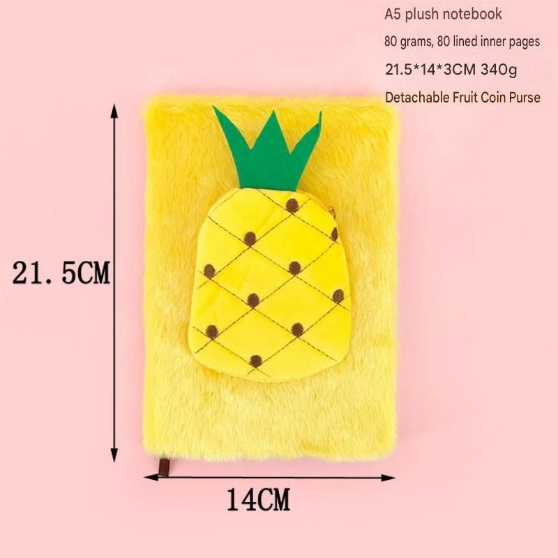 A5 Plush Fruit Notebook with detachable watermelon-shaped coin purse — view 3