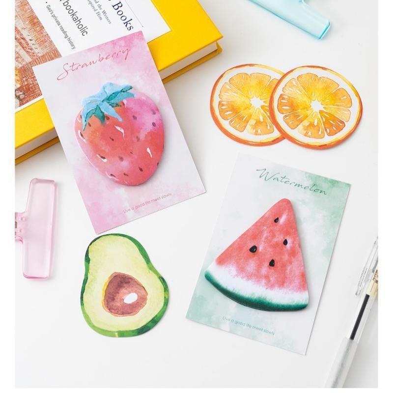 3 Packs Strawberry Design Fruit Shaped Sticky Notes - Cute Memo Pads for view 4