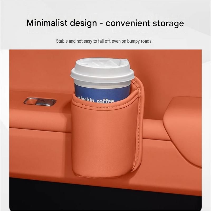 Red Universal Car Door Cup Holder - PU Leather Hanging Storage Organizer for view 7