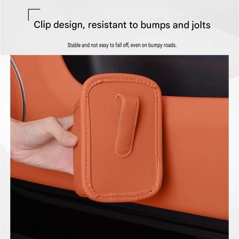 Black Universal Car Door Cup Holder - PU Leather Hanging Storage Organizer for view 6