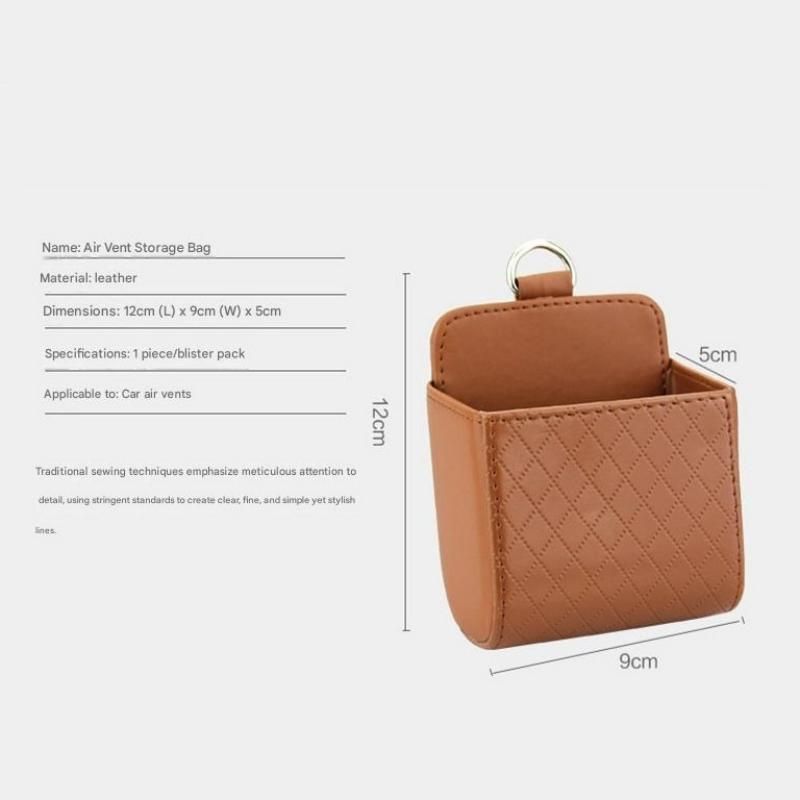 Universal Black Car Storage Set - PU Leather Air Vent Organizer and Hanging view 7
