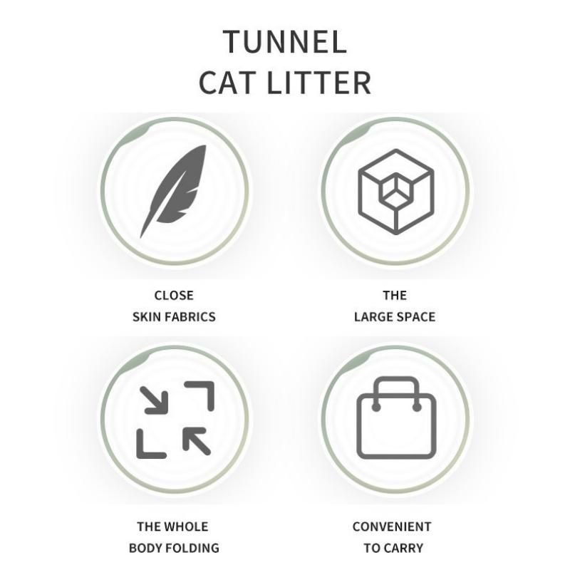 Grey Foldable Cat Tunnel Bed - Plush 2-in-1 Pet Nest with 26cm Wide Opening view 8