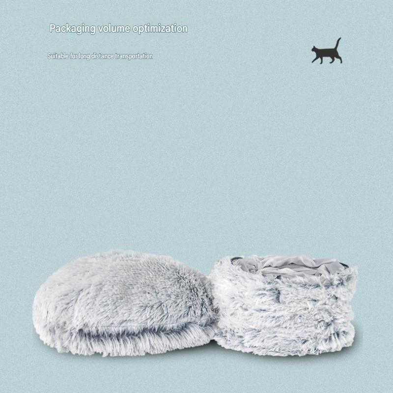 Grey Foldable Cat Tunnel Bed - Plush 2-in-1 Pet Nest with 26cm Wide Opening view 9