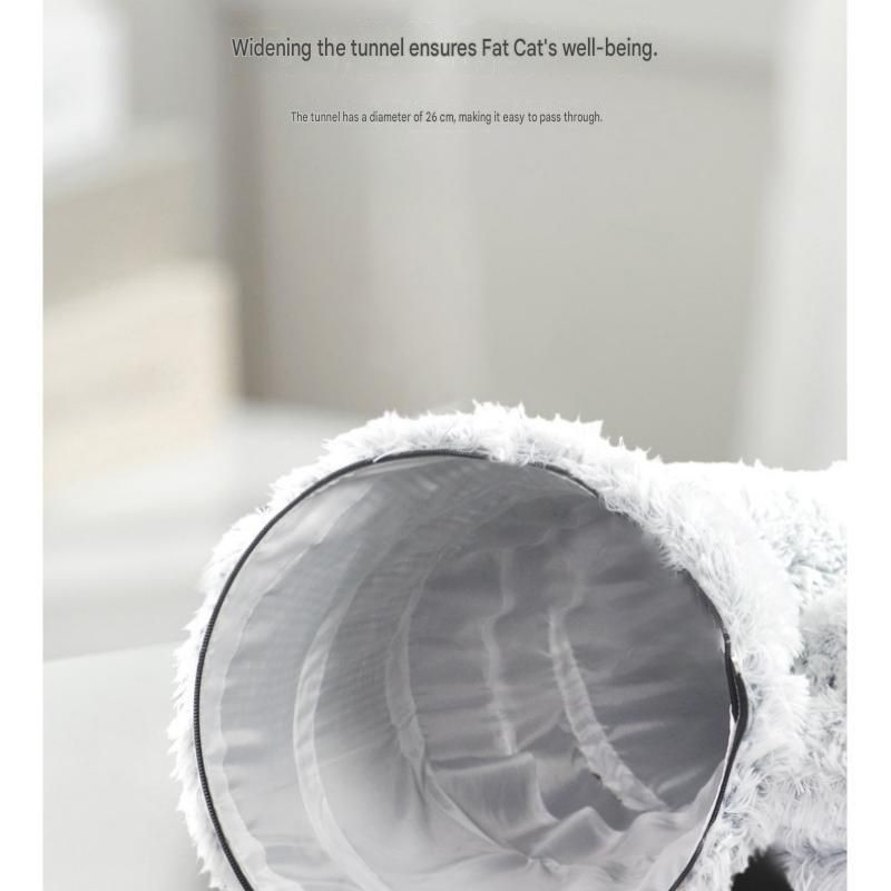 Grey Foldable Cat Tunnel Bed - Plush 2-in-1 Pet Nest with 26cm Wide Opening view 11