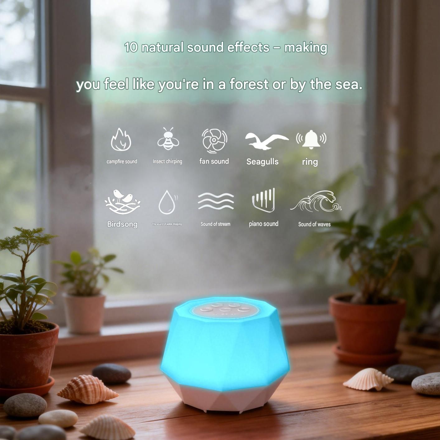 White Noise Sleep Aid Night Light - 7 Colour RGB Mood Lamp with Timer view 4